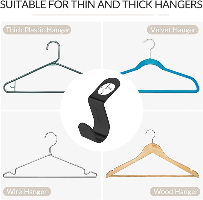 ZEDODIER Metal Clothes Hanger Connector Hooks, 12 Pack Super Sturdy Hanger Extender Hooks, Efficient Closet Space Saver, Easy to Use, Suitable for Heavy Clothing, Fits All Types of Hangers, Black