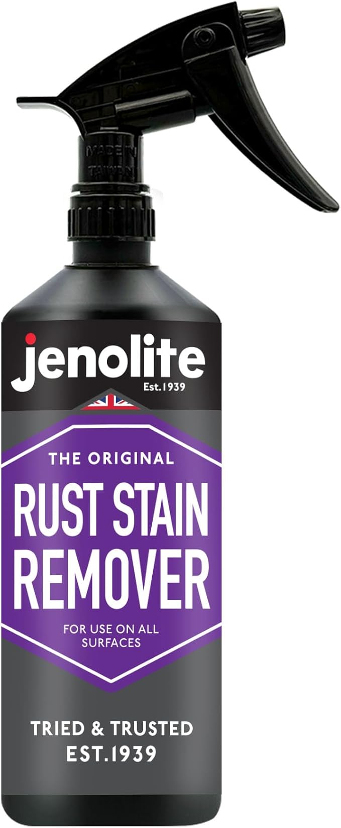 JENOLITE Rust Stain Remover 500 ml (16.9 fl oz) for Patios, Sinks, Toilets, Walls & Sidings. Fast-Acting Spray-On Cleaner & Wipe-Off Solution for Metal, Concrete & Tile. Made in Britain.