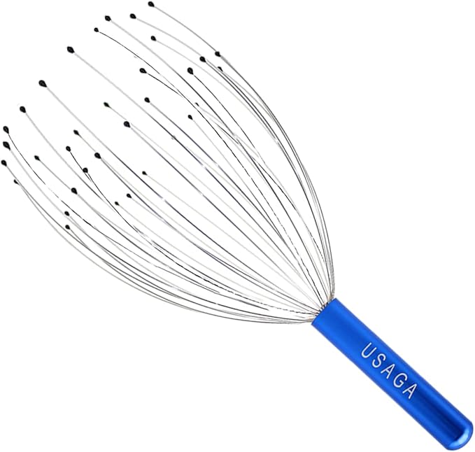 USAGA 36 Fingers Head Massager Scalp Massager Head Scratcher, Stocking Stuffers Gift for Scalp Body Relaxing (Blue)