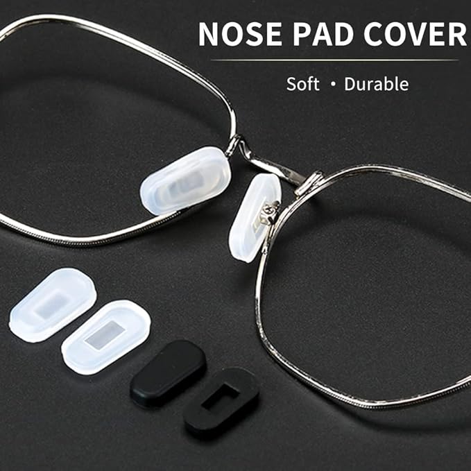 18 Pairs Eyeglass Nose Pad Covers, Anti Slip Eyeglasses Nose Pad Silicone Nose Pad Replacement for Screw-in Glasses Sunglasses Ultra Soft with Glasses Clean Cloth (Small, White)