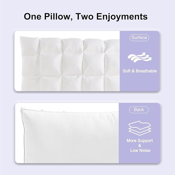 YOUR MOON Soft Pillows Standard for Sleeping, Support Bed Pillows, Fluffy Down Alternative Pillow, Luxury Hotel Gel Standard Pillows for Side Sleeping (White)