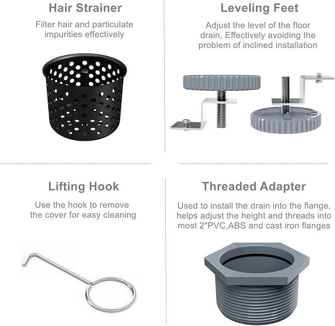 Sharpeye 24 Inch Linear Shower Drain with Removable Wedge Wire Pattern Grate, Matte Black 304 Stainless Steel Rectangle Shower Floor Drain for Bathroom, CUPC Certified, with Hair Strainer