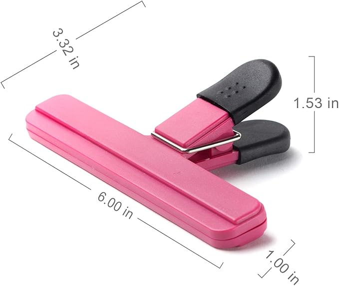 6 Pack Chip Bag Clips, 6 Inch Large Size Assorted Colors Foods Snacks Bag Paper Clips, Plastic Heavy Duty Seal Grips