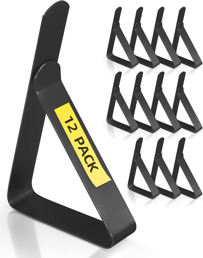 12 Pack Tablecloth Clips - Heavy Duty Picnic Table Clips, Stainless Steel Tablecloth Cover Clamps, Tablecloth Holders Ideal for Restaurant Parties