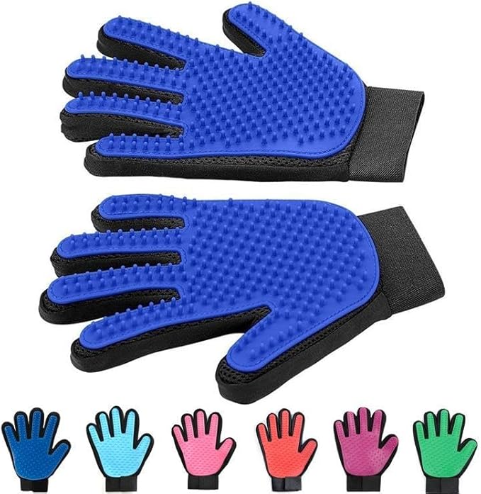 Pet Hair Remover Grooming Glove for Pet Dog Cat for Bath Hair Removal Cleaning Silicone Rubber (Light Blue) RH