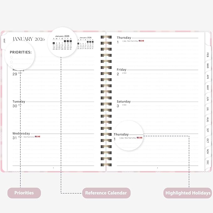 2026 Planner, Weekly and Monthly Calendar Academic Planner, Jan 2026 - Dec 2026, Planning Agenda Book for Desk Accessories and School Supplies - A5 (6.3'' x 8.5'')