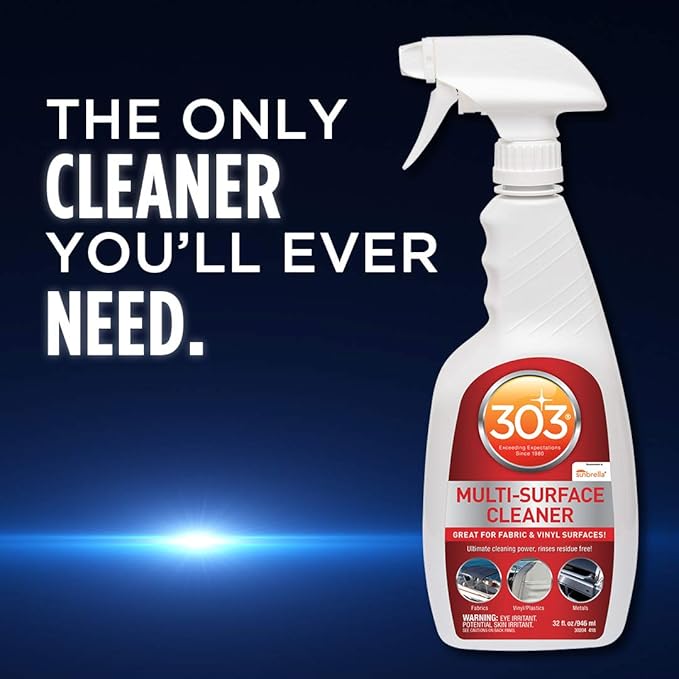 303 Products Marine Multi-Surface Cleaner, Boat Cleaner Spray for Vinyl, Canvas & Upholstery – Removes Dirt & Grime, Sunbrella Recommended, 32 oz