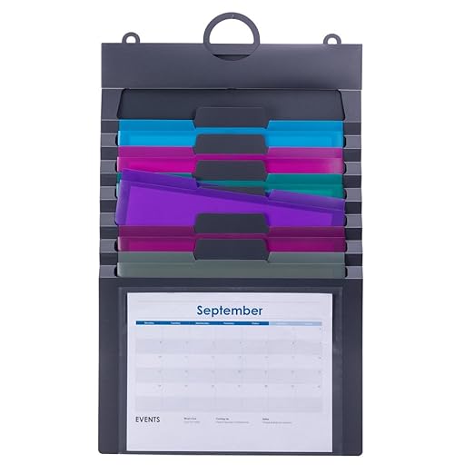 SMEAD Cascading Wall Organizer Gen 2, 6 Pockets, Letter Size, Gray/Jewel Pockets (92063)