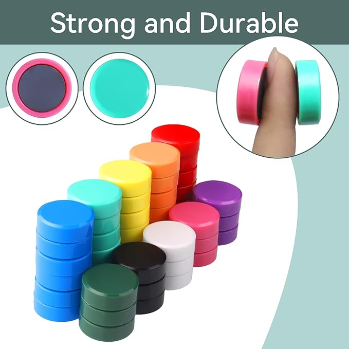 Fridge Magnets, 20PCS 10 Colors Strong Small Heavy Duty Magnets - Mini Round Refrigerator Magnets for Whiteboard Kitchen Office - Cute Decorative Magnet for Locker Classroom Home Organization