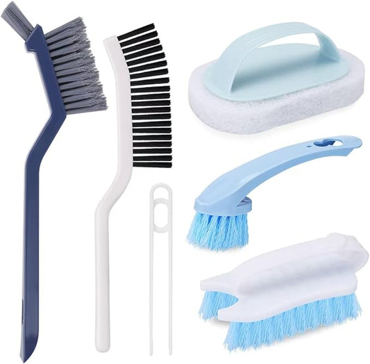 Cleaning Brush Set, Multifunctional Hard Bristle Grout Crevice Scrub Brush Tools for Household Bathroom Kitchen Tile Lines Floor Tub Sink Window Corners