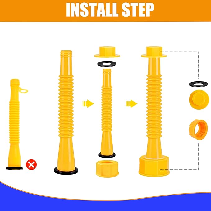 6 Kits 49pcs Can Spout Replacement Kit,Can Nozzle Replacement Kit for 1/2/5/10 Gal,Can Spouts for Old Style Tanks Easy to Install,with Screw Collar Caps, Spout Cover, Base Cap, Drill Bit