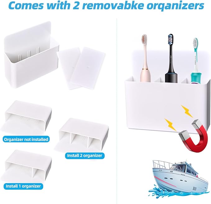 Magnetic Toothbrush Holder for Cruise Essentials, Wall Mounted Organizer for Caribbean/Alaska Cruise Essentials, Cruise Ship Essentials and Must Haves