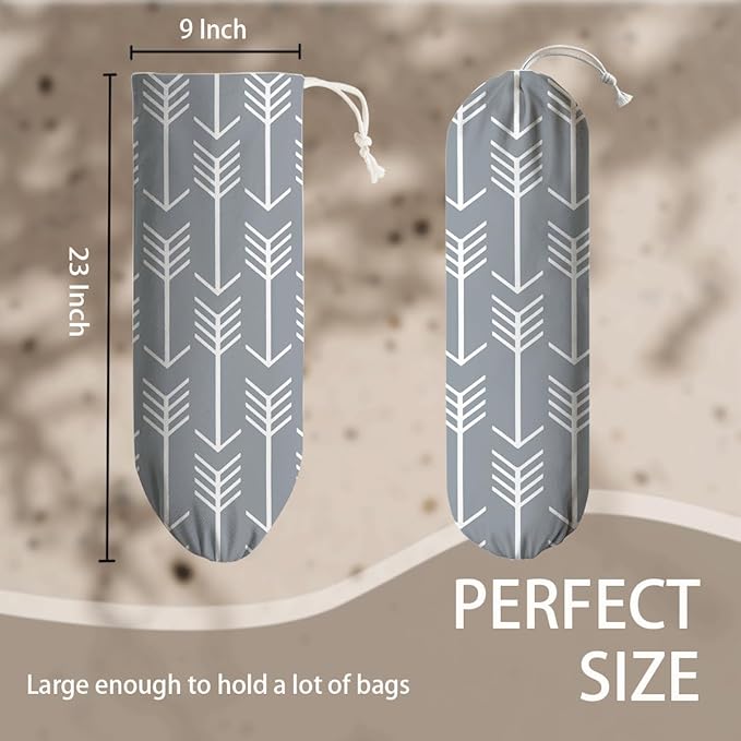 Arrows Plastic Bag Holder, Wall Mount Large Grocery Bags Holder, Washable Shopping Bags Carrierfor Home Kitchen Pantry, Housewarming Gift for Women Friends Family, Kitchen Pattern Garbage Bag 70