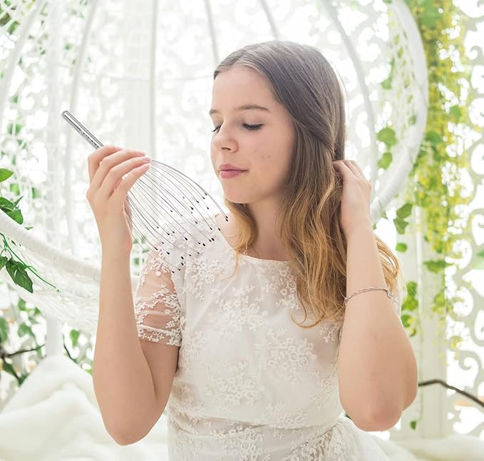 USAGA 36 Fingers Head Massager Scalp Massager Head Scratcher, Stocking Stuffers Gift for Scalp Body Relaxing (Silver)