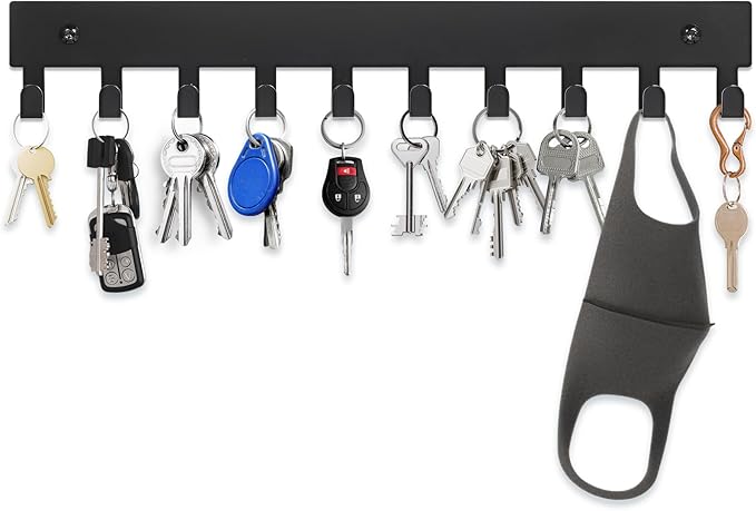 Magnetic Key Holder for Fridge, Heavy Duty Strong Magnetic Key Hanger with 10 Hooks for Refrigerator, Magnetic Key Holder Wall Mount for Metal Surface in Entryway, Garage, Pantry, Washing Machine