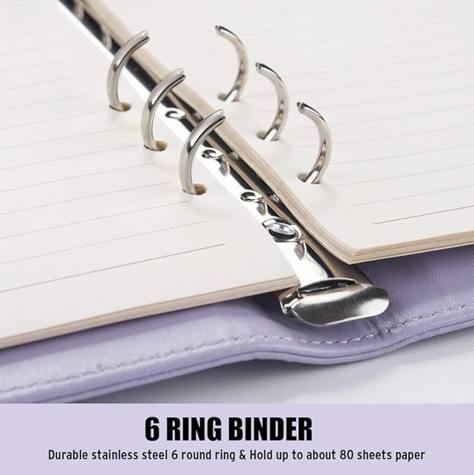 Sooez A5 Notebook Photocard Binder, 6 Budget Binder Ring Planner with Stylish Design, Loose Leaf Personal Organizer Binder Cover with Magnetic Buckle, Macaron PU Leather Binders(Dark Green)