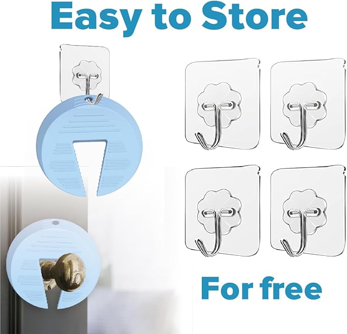 Door Pinch Guard and Door Slam Stopper, Durable Silicone Door Finger Pinch Guard, Prevents Finger Pinch Injuries, Slamming on Even Heavy Doors, Door Safety for Kids, 4 Packs Blue Upgraded.