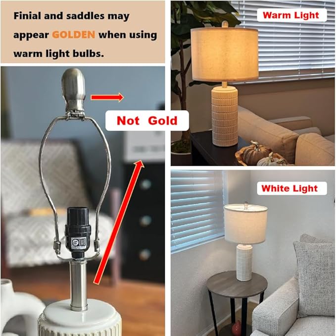 PoKat 23" Modern Ceramic Table Lamp Set of 2 for Living Room White Desk Lamps for Bedroom Farmhouse Bedside Nightstand Bedside Lamp End Table Lamps Beige