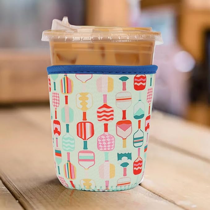 Reusable 3-Pack Iced Coffee Cup Sleeve, Insulated Neoprene, Beverage Holder for Iced Coffee, Durable Drink Sleeve for Cold Beverages, Pickleball Play