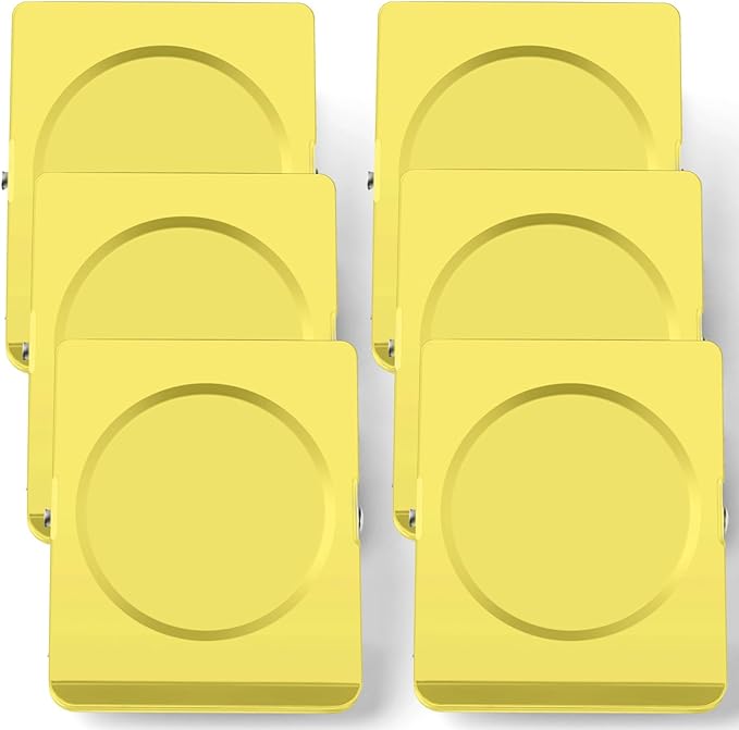 Grtard Strong Magnetic Clips, 2.2 Inch Extra Large Magnetic Clips Heavy Duty, 6Pack Magnet Clip for Fridge, Clip Magnets for Refrigerator, Whiteboard, Classroom, Kitchen, Office Organizer (Yellow)