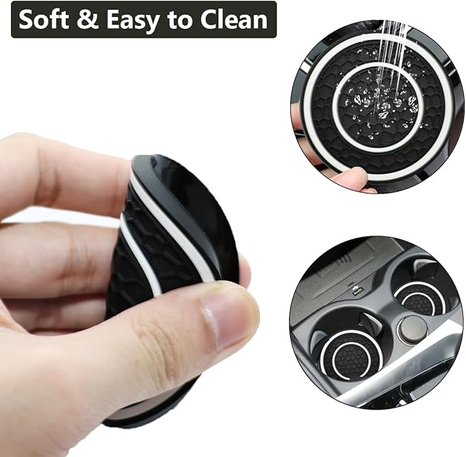 Car Cup Coaster Universal Automotive Waterproof Non-Slip Cup Holders Sift-Proof Spill Holder Car Interior Accessories 2 Pack Black & White