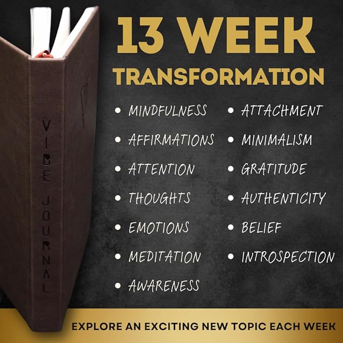 The Vibe Journal 13-Week Guided Mindfulness Journal for Men | Thoughtful Daily Prompts, Practical Exercises, and Habit-Building Tools | A5 Size | Premium Self-Care and Writing Gift