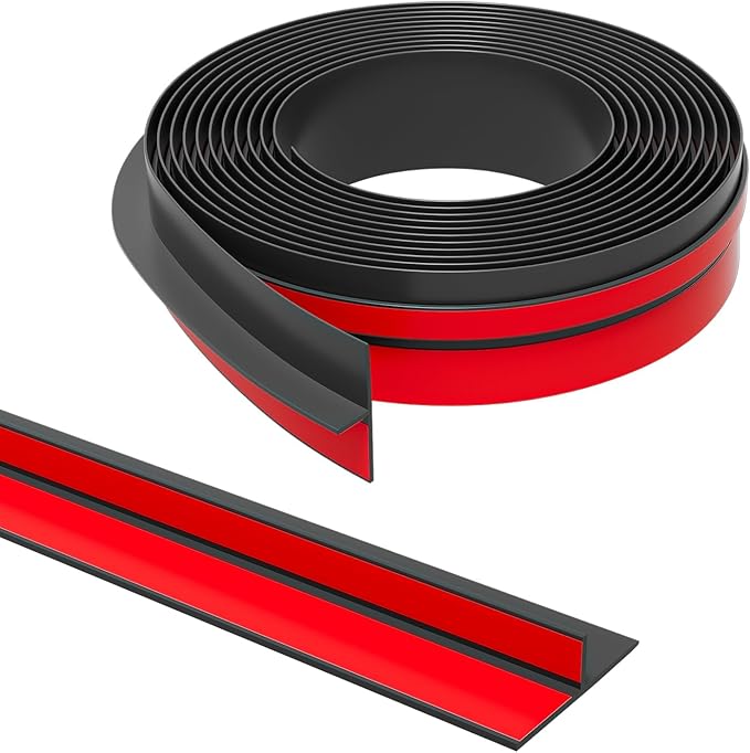 T-Shaped Door Draft Stopper, 1.97 in x 20 Ft Silicone Seal Strip for Windows Gaps, Weather Stripping Seal Strip Shower Sweep, Black