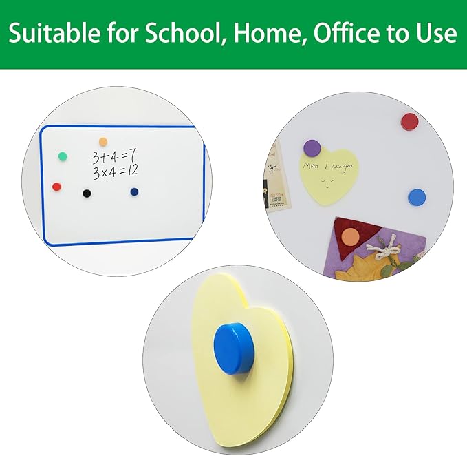 Fridge Magnet - 30 Pack 10 Colors Refrigerator Magnets, Mini Strong Magnets for Whiteboard, Locker & Map- Colorful Round Cute Small Magnets for Kitchen, Office, Classroom, School (Assorted)