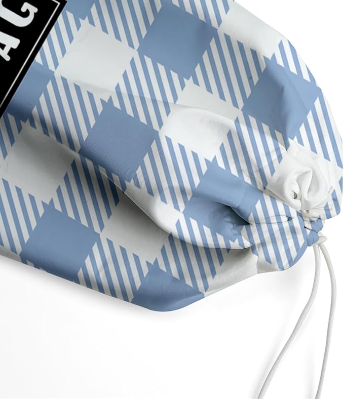 IHopes+ Plastic Bag Holder,Reusable And Washable Grocery Bag organizer,for Home Kitchen Travelling Camping Decor, use 1 Pack, Blue And White Checkered Pattern