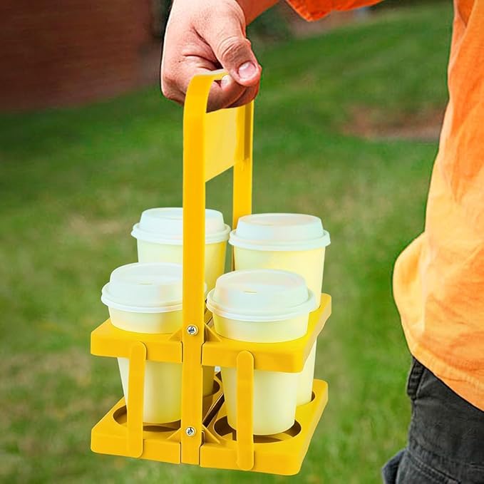 musbus Reusable Drink Carrier with Handle for Delivery Drivers, Portable Cup/Coffee Holder Accessories for Delivery, Foldable Drinks Caddy with Tray, Car Durable Plastic Festive Bottle, Vacation