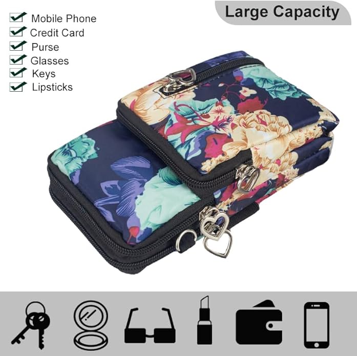 JANKS Small Crossbody Bag for Women - Mini Phone Purses with Crossbody Strap and Wallet - Nylon Arm Bag