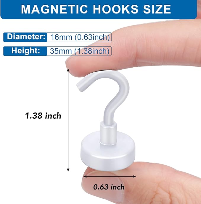 LOVIMAG Cruise Essentials - 30lbs Magnetic Hooks for Cabins, White Cruise Magnets for Door, Strong Magnetic Hooks for Hanging, Refrigerator, Ceiling, Grill - 12 Pack