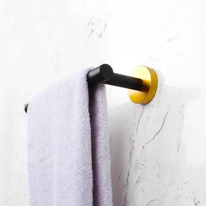 kimzcn 9-Inch Towel Bar SUS 304 Stainless Steel Towel Rack Wall Mounted Towel Rail Towel Rod for Bathroom Modern Style Black & Gold