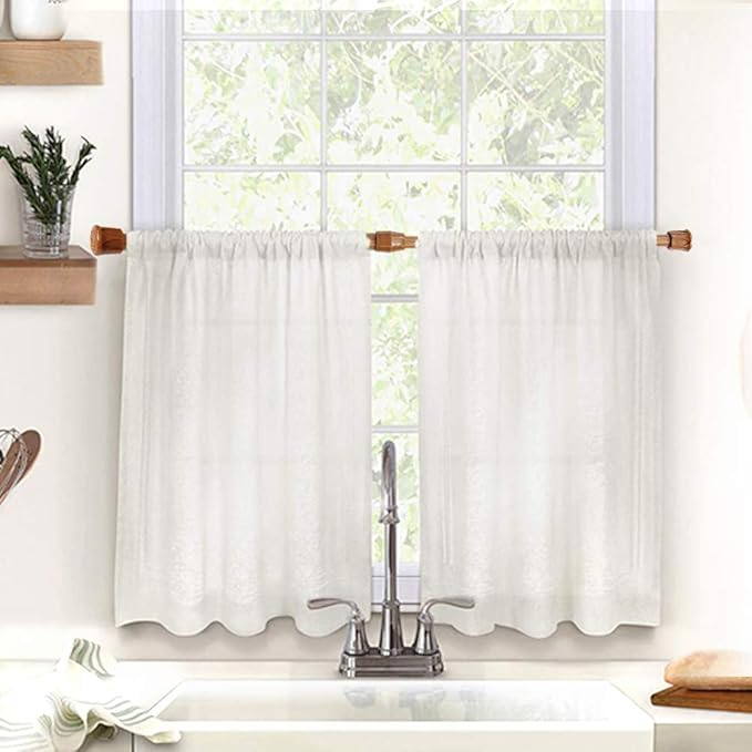 AIZESI 2PCS Curtain Rods Small Tension Rod 17 to 28 Inch Extendable Spring Curtain Rods Wood Color Tension Curtain Rod Short Spring Tension Rod for Window