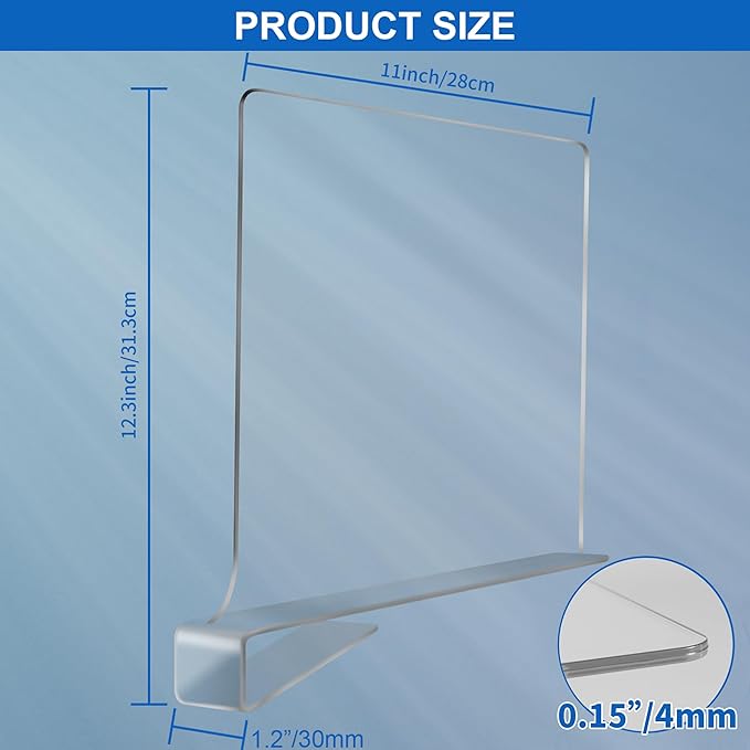 12 Inches Shelf Dividers for Closet Organization and Storage, 12 Pack Vertical Purse Organizer for Closet Adjustable Acrylic Bookshelf for Organization, Perfect for Sweater Shirts Handbags in Bedroom