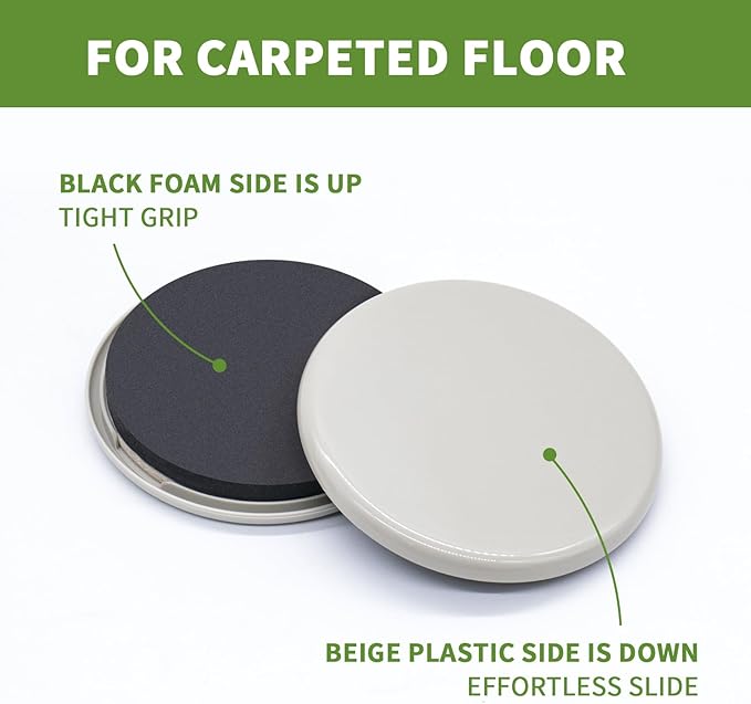 COVERCORNER Furniture Sliders 8 PCS - 2-in-1, 3.5-inch or 4-inch - Furniture Sliders for Carpet & Hardwood Floors! Furniture Movers Sliders & Sliders for Moving Furniture Easily & Safely!