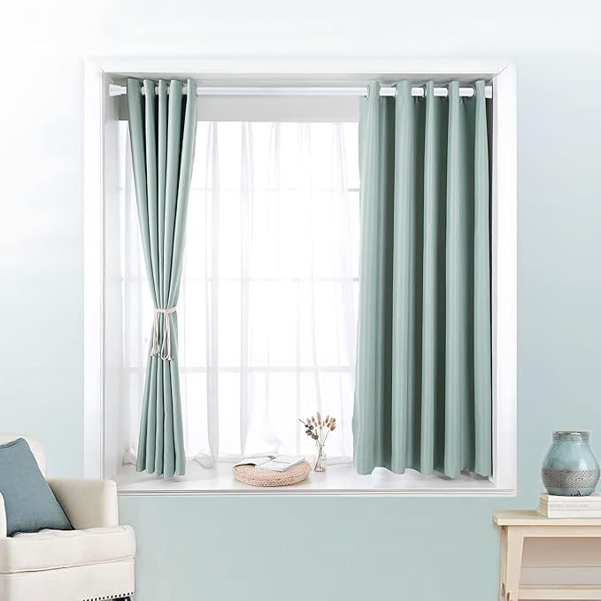 4 Pack White Tension Curtain Rod for Windows 28 to 48 inch, Adjustable Expandable Pressure Spring Curtain Rod No Drilling, 7/8" Curtain Rod for Bedroom Doorway Closet Door