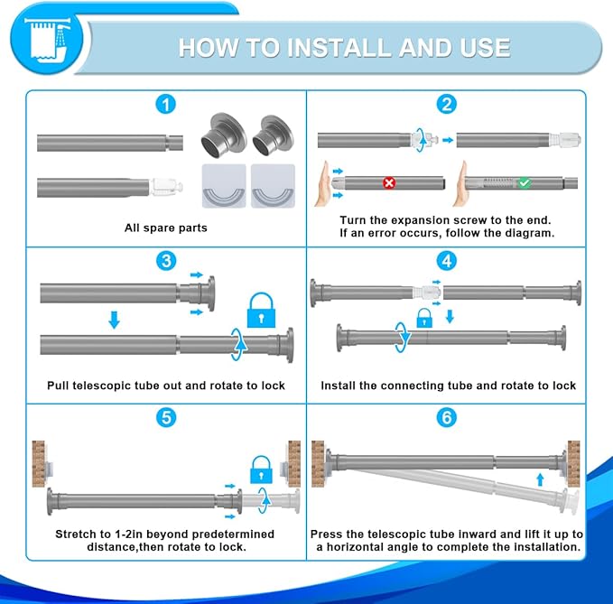 XQIYY Small Shower Curtain Rod 18 to 32 Inches Short Tension Curtain Rod Adjustable Spring Tension Rod for Closet,Doorway,Windows Grey