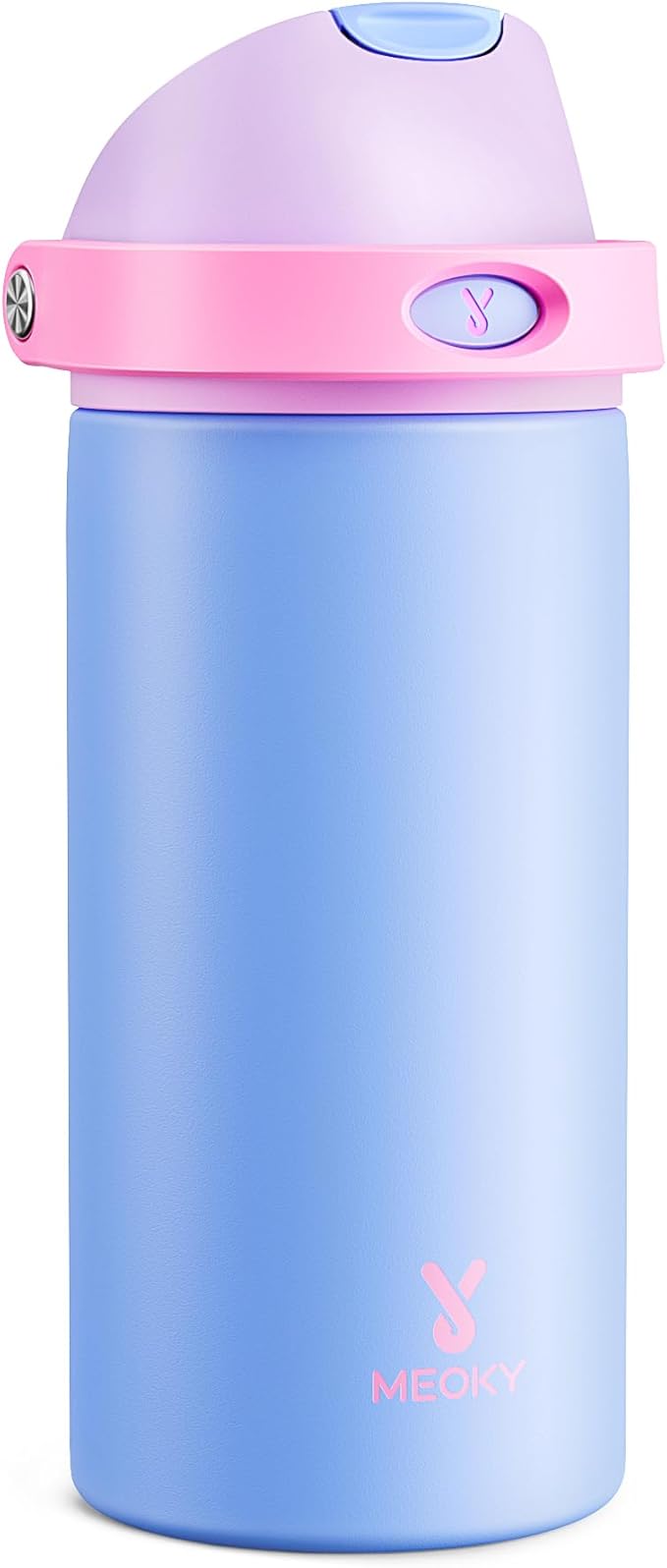 18 oz Insulated Water Bottle for Sports: Meoky Kids Water Bottle with 2-in-1 Straw and Spout Lid - Leak Proof, Cold for 24 Hours, Fits in Car Cup Holder for Girls School Travel, Hydrangea