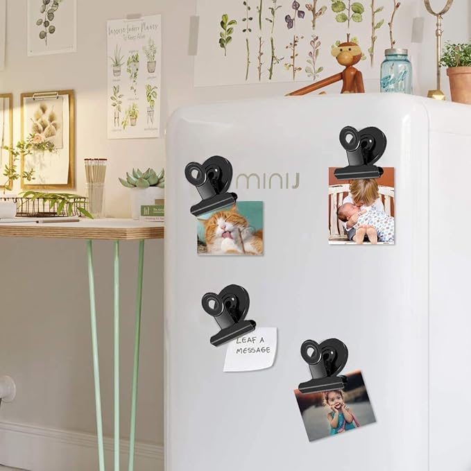 VNDUEEY 20 Pack Black Fridge Magnets Magnetic Clips Refrigerator Magnet, Magnet Clips for Whiteboard Locker, Clip Magnets for Home, School, Office, Magnetic Paper Clip Holder