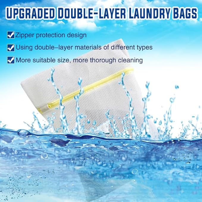 10 Pcs Laundry Bags Mesh Wash Bags, Premium Durable Double-Layer Honeycomb Mesh Laundry Bags for Delicates 12 x 16 Inches