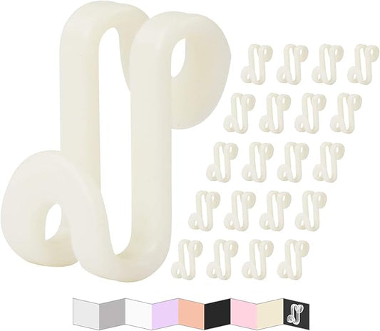 Clothes Hanger Connector Hooks, Outfit Hangers, Hanger Extender Clips, Cascading Hanger Hooks, Velvet Huggable Hangers Accessory, Heavy Duty Space Saving for Closet 60 Pack (Ivory)