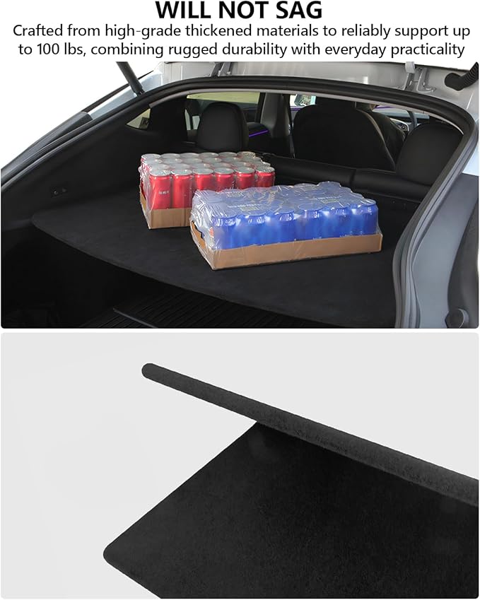 cybtkcar for Tesla Trunk Cargo Cover Model Y Juniper 2025 2026 Trunk Storage Board Model Y Accessories Storage Dividers Layered Partition Board Shield Shade Anti-Spy Luggage Privacy
