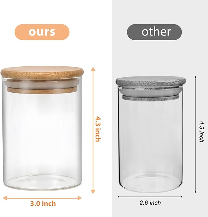2 Pack Glass Q-tip Holder Dispenser Set - Apothecary Jars with Lids for Vanity Makeup Organizer - Bathroom Canister Storage Organizer for Cotton Balls, Swabs, Round Pads, Floss