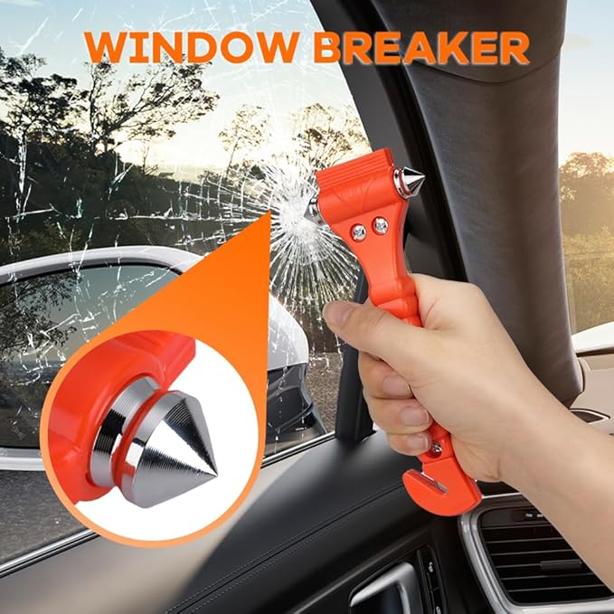 SINSEN Car Safety Hammer Set of 3 Emergency Escape Tool Auto Car Window Glass Hammer Breaker and Seat Belt Cutter Escape 2-in-1 for Family Rescue & Auto Emergency Escape Tools (3 PCS)