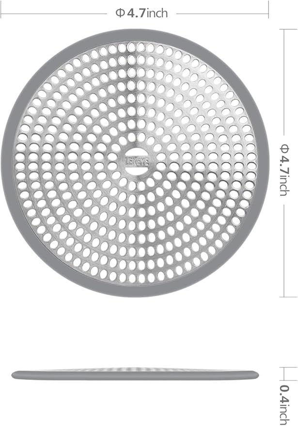 LEKEYE Shower Hair Catcher Drain Protector Strainer - Steel & Silicone 2 Pack