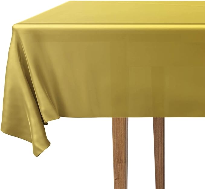 DecorRack 6 Rectangular Tablecloths BPA-Free Plastic, 54 x 108 inch, Dining Table Cloth, Rectangle Table Cover for Parties, Picnic, Camping and Outdoor, Disposable or Reusable, Gold (6 Pack)