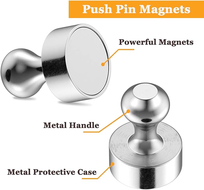 25Pcs Strong Fridge Magnets, Refrigerator Magnets for Whiteboard, Magnetic Push Pins Small Whiteboard Magnets for Classroom, Magnetic Decorative Magnets, Locker Accessories and Dry Erase Magnets