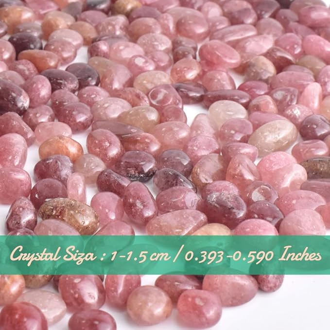 Polished Strawberry Quartz Crystals - 72 pcs Handpicked Tumbled Gemstones Rocks, Pebbles for Reiki, Chakra, Healing, Home Decor