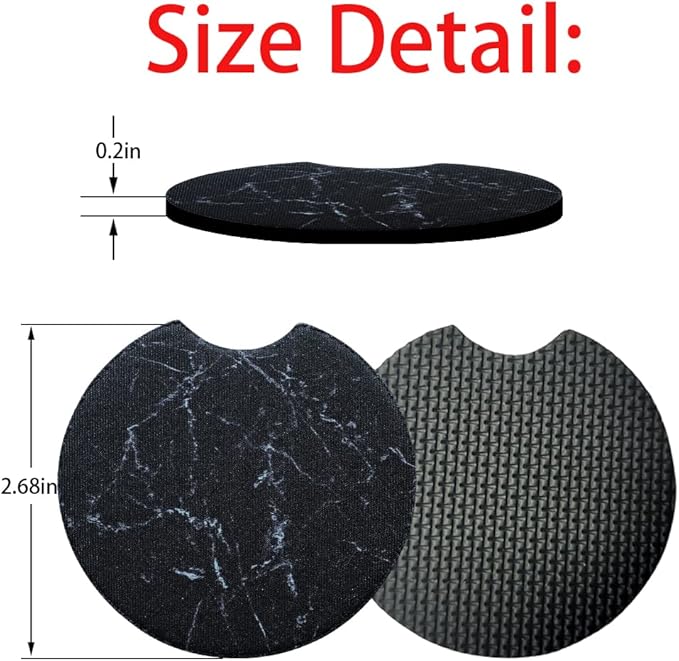 Moly Magnolia 2 Pack Car Coasters for Drinks Absorbent - 2.75 Inch Cute Car Cup Holder Coasters for Women, Removable Cup Holder Coaster for Women Girls, Car Interior Accessories (Style D)